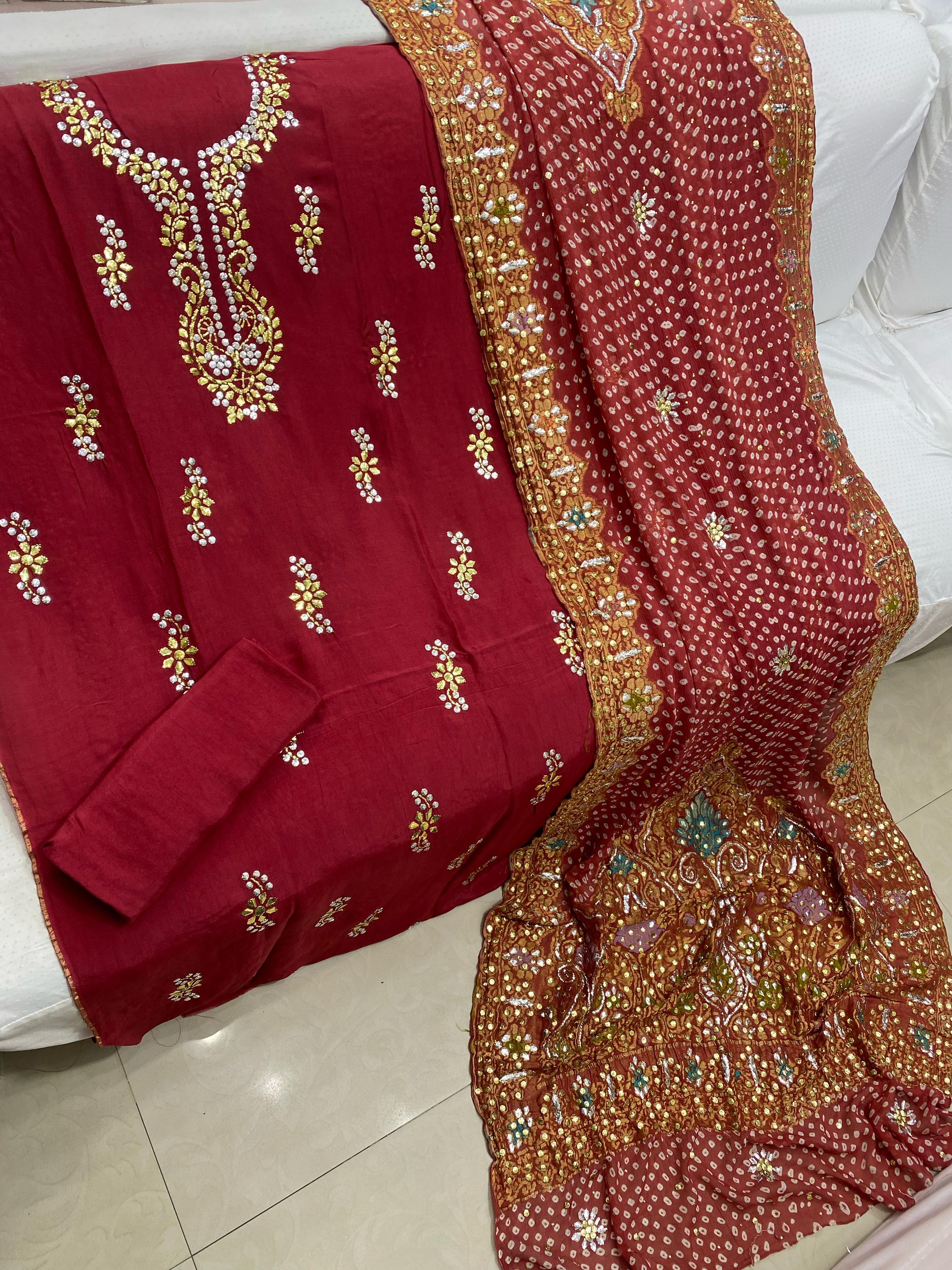 Scarlet Bloom – 3PC Unstitched Suit